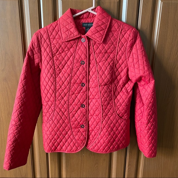 Rafaella Women’s sz4 red quilted jacket with piping, snap closure w/open pockets - Picture 2 of 7